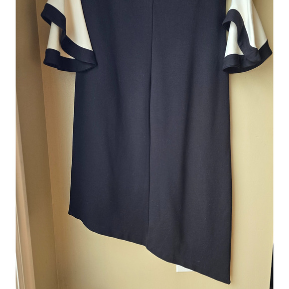 Hilary Radley Off-the-Shoulder Bell Sleeve Dress Large Black White Party Modern - Picture 9 of 10